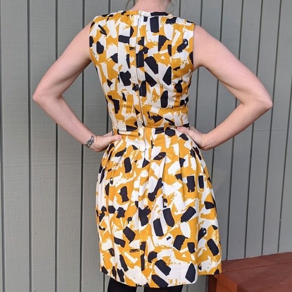 H&M Stretch Fit & Flare, Yellow / Black Dress, Sz. - Picture 2 of 4